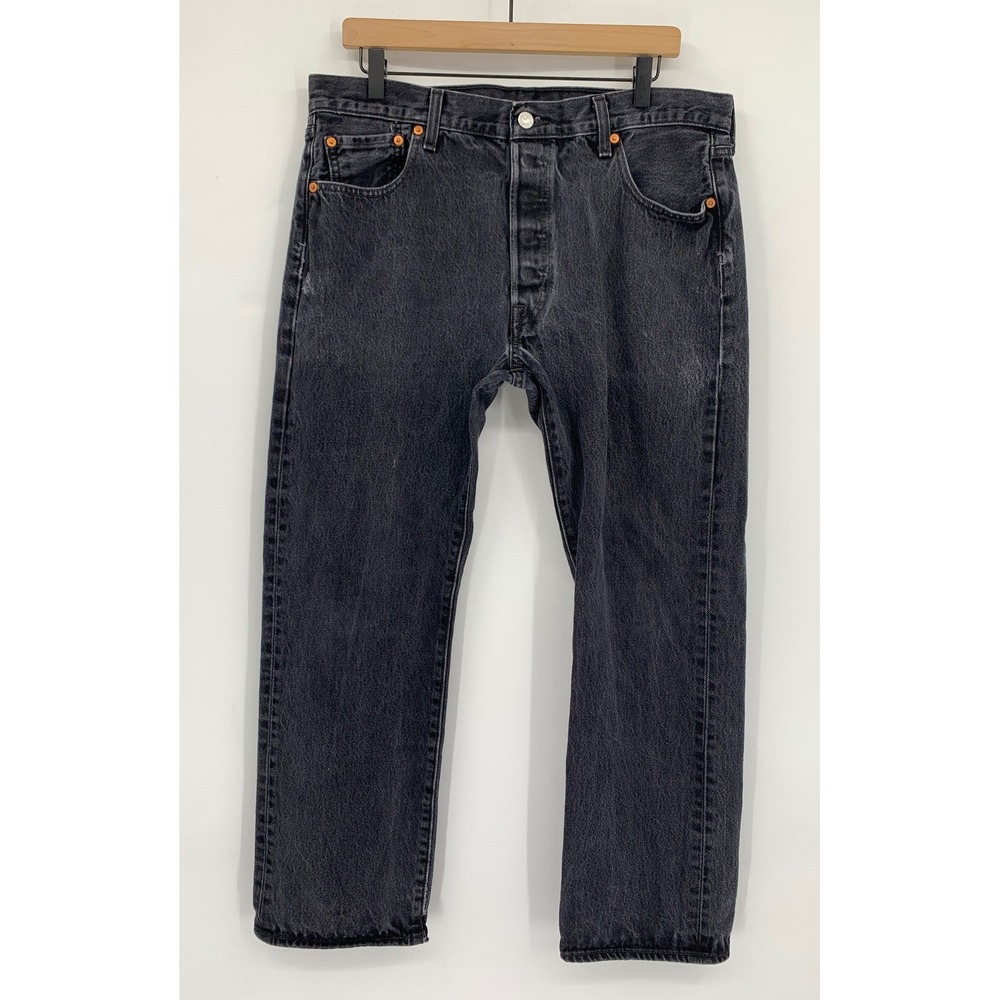Levis 501 Jeans Mens 36x28 Black Straight Leg Button Fly Fade (Tag 36x30)